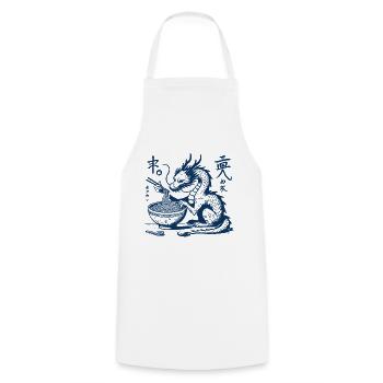 Drôle Ukiyo-E Ramen Dragon Streetwear Rétro - Tablier de cuisine - blanc - Devant - AI Model Male 185 dark (185cm)