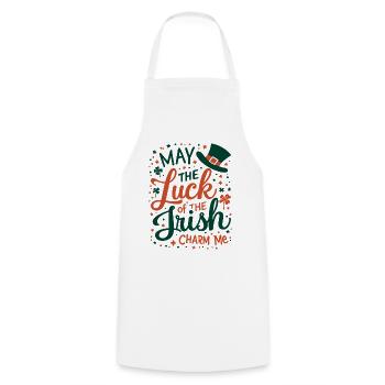 May the Luck of the Irish Charm Me - St Patrick's - Cooking Apron - white - Front - AI Model Male 185 dark (185cm)