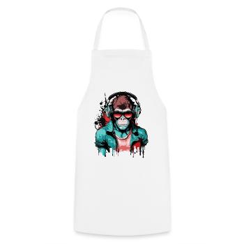 Affe Kopfhörer Sonnenbrille Gamer Zocken Musik - Kochschürze - Weiß - Vorne - AI Model Male 185 dark (185cm)