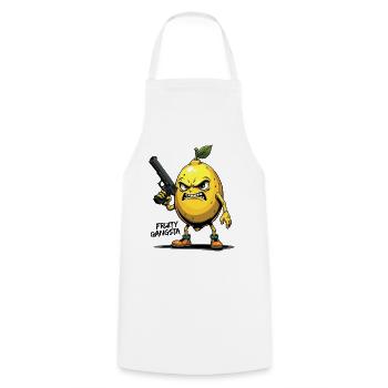 Gangsta fruité – Gangster au citron drôle - Tablier de cuisine - blanc - Devant - AI Model Male 185 dark (185cm)
