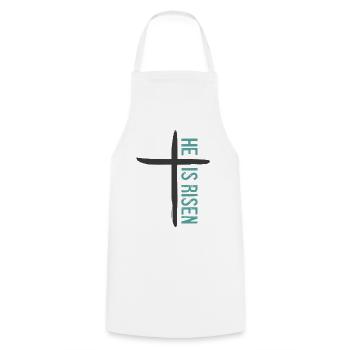 Il est ressuscité - Tablier de cuisine - blanc - Devant - AI Model Male 185 dark (185cm)