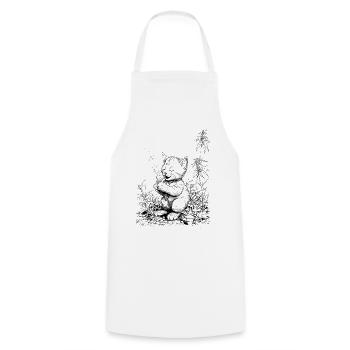 Kitten with joint Relaxed house tiger in the grass - Cooking Apron - white - Front - AI Model Male 185 dark (185cm)