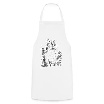 Cat with Weed Outline: Funny House Tiger - Cooking Apron - white - Front - AI Model Male 185 dark (185cm)