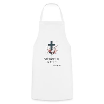 Cross with Psalm 39:7: My Hope in You - Cooking Apron - white - Front - AI Model Male 185 dark (185cm)