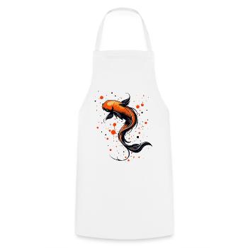 Harmonie des poissons Koi - Tablier de cuisine - blanc - Devant - AI Model Male 185 dark (185cm)