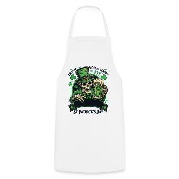 Crâne de la Saint-Patrick avec bière - Tablier de cuisine - blanc - Devant - AI Model Male 185 dark (185cm)