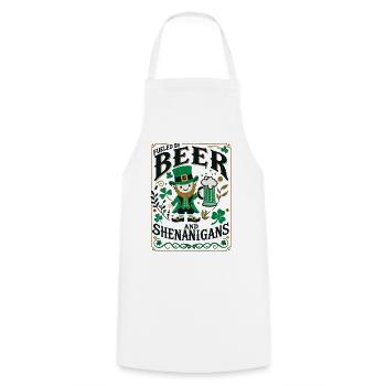 Saint-Patrick : Bière et manigances - Tablier de cuisine - blanc - Devant - AI Model Male 185 dark (185cm)