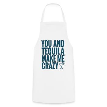 Tequila Party Spruch Zitat - Kochschürze - Weiß - Vorne - AI Model Male 185 dark (185cm)