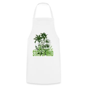 Jungle State of Mind – Palmen Design - Tablier de cuisine - blanc - Devant - AI Model Male 185 dark (185cm)