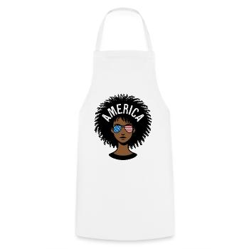 Amerika Afro - Kochschürze - Weiß - Vorne - AI Model Male 185 dark (185cm)