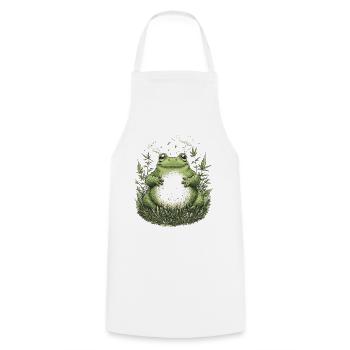 Stoned Frog in the Grass - Weed Frog Design - Cooking Apron - white - Front - AI Model Male 185 dark (185cm)