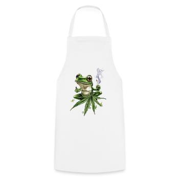 Chillender Frosch mit Joint - Weed Frosch Design - Kochschürze - Weiß - Vorne - AI Model Male 185 dark (185cm)