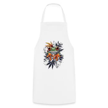 Frosch mit orangen Füßen - Weed Frosch Design - Kochschürze - Weiß - Vorne - AI Model Male 185 dark (185cm)