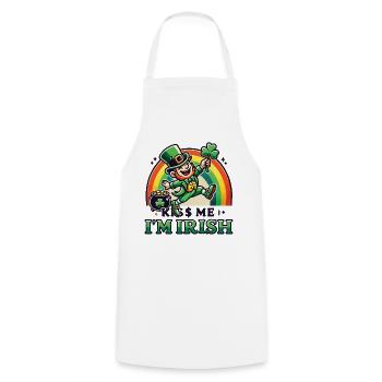 Saint-Patrick Embrasse-moi Je suis Irlandais - Tablier de cuisine - blanc - Devant - AI Model Male 185 dark (185cm)