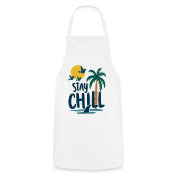 Séjour Chill Détente tropicale Vacances d’été - Tablier de cuisine - blanc - Devant - AI Model Male 185 dark (185cm)