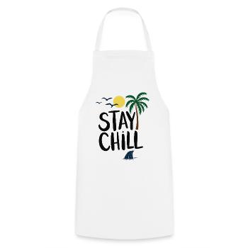 Stay Chill Tropische Entspannung - Kochschürze - Weiß - Vorne - AI Model Male 185 dark (185cm)