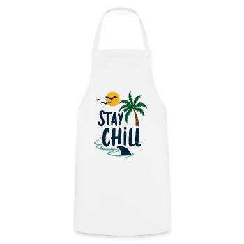 Séjour Chill Détente tropicale Vacances d’été - Tablier de cuisine - blanc - Devant - AI Model Male 185 dark (185cm)