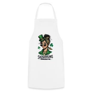 Coordonnatrice des manigances de la Saint-Patrick - Tablier de cuisine - blanc - Devant - AI Model Male 185 dark (185cm)