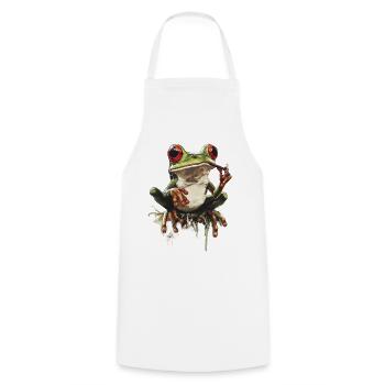 Frosch mit Joint und roten Augen - Weed Frosch - Kochschürze - Weiß - Vorne - AI Model Male 185 dark (185cm)