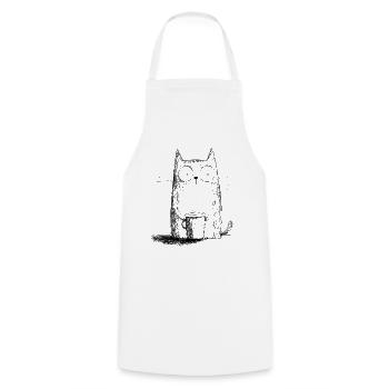 Amazed cat with cup of coffee in sketch style - Cooking Apron - white - Front - AI Model Male 185 dark (185cm)