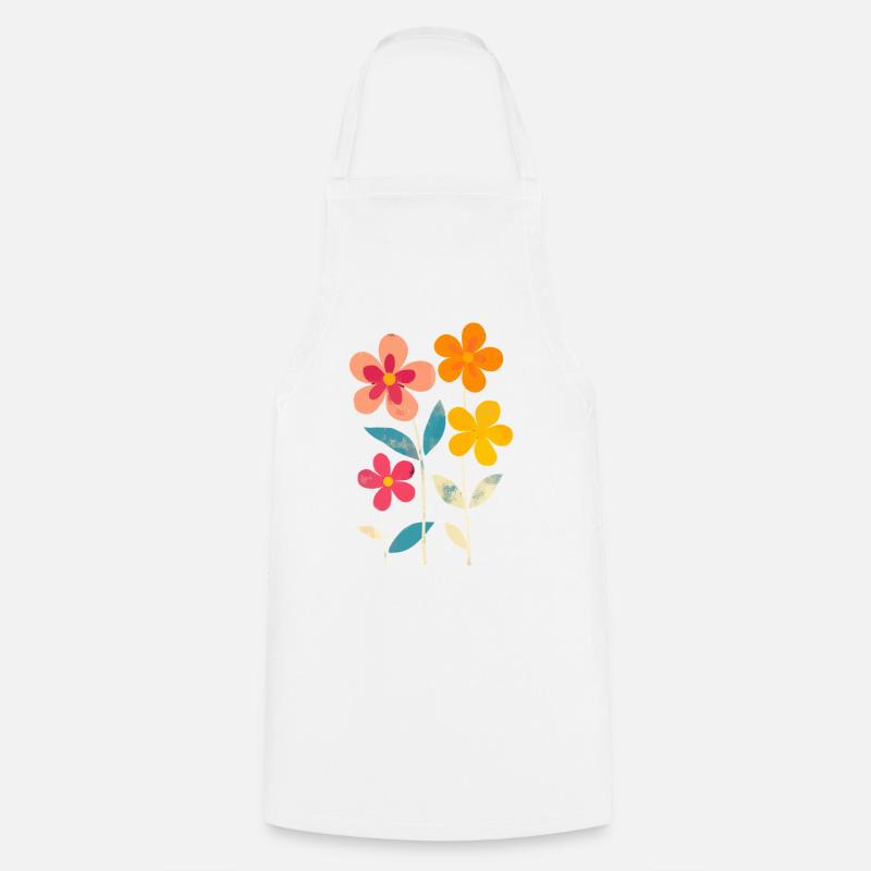Matisse inspiriert: Retro Blumenmuster Blümchen - Kochschürze - Weiß