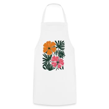 Matisse inspiriert: Florales Muster in Orange Pink - Kochschürze - Weiß - Vorne - AI Model Male 185 dark (185cm)