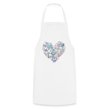 Heart of Hydrangeas Flowers - Delicate Blossoms - Cooking Apron - white - Front - AI Model Male 185 dark (185cm)