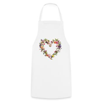 Cœur de fleurs délicates Fleurs printanières - Tablier de cuisine - blanc - Devant - AI Model Male 185 dark (185cm)