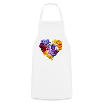 Heart of Pansies - Colorful Blossom Speech - Cooking Apron - white - Front - AI Model Male 185 dark (185cm)