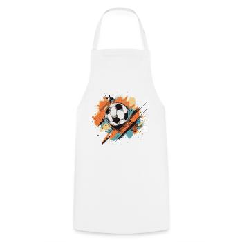 Stylish football with splashes of colour Orange Turquoise - Cooking Apron - white - Front - AI Model Male 185 dark (185cm)