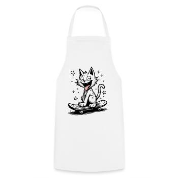 Skateboarder Skater Cat Skateboard Skating - Cooking Apron - white - Front - AI Model Male 185 dark (185cm)
