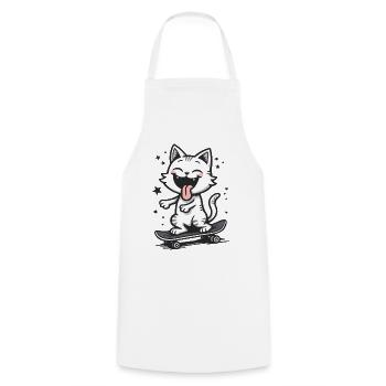 Skateboarder Skater Cat Skateboard Skating - Cooking Apron - white - Front - AI Model Male 185 dark (185cm)