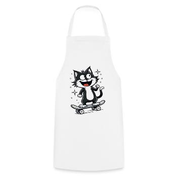Skateboarder Skater Cat Skateboard Skating - Cooking Apron - white - Front - AI Model Male 185 dark (185cm)