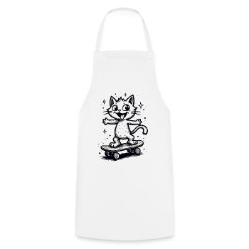 Skateboarder Skater Cat Skateboard Skating - Cooking Apron - white - Front - AI Model Male 185 dark (185cm)