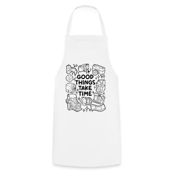 Les bonnes choses prennent du temps – Photographie analogique - Tablier de cuisine - blanc - Devant - AI Model Male 185 dark (185cm)