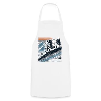 Mountain Bike Adventure Bicycle Nature Tour - Cooking Apron - white - Front - AI Model Male 185 dark (185cm)