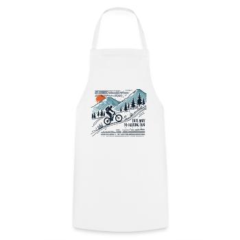 Aventure à vélo en montagne : cette façon de s’amuser - Tablier de cuisine - blanc - Devant - AI Model Male 185 dark (185cm)
