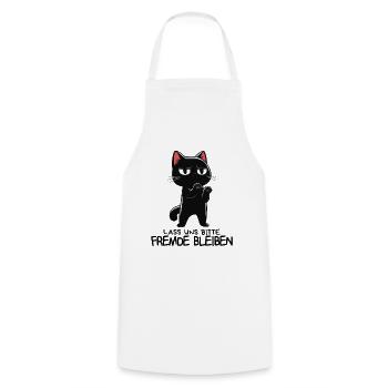 Lass unsFremde bleiben - Schwarze Katze Zynisch - Kochschürze - Weiß - Vorne - AI Model Male 185 dark (185cm)