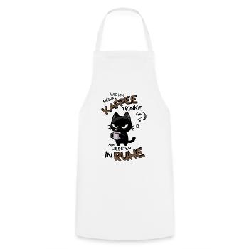 Kaffee und Ruhe – schwarze Katze am Limit - Kochschürze - Weiß - Vorne - AI Model Male 185 dark (185cm)