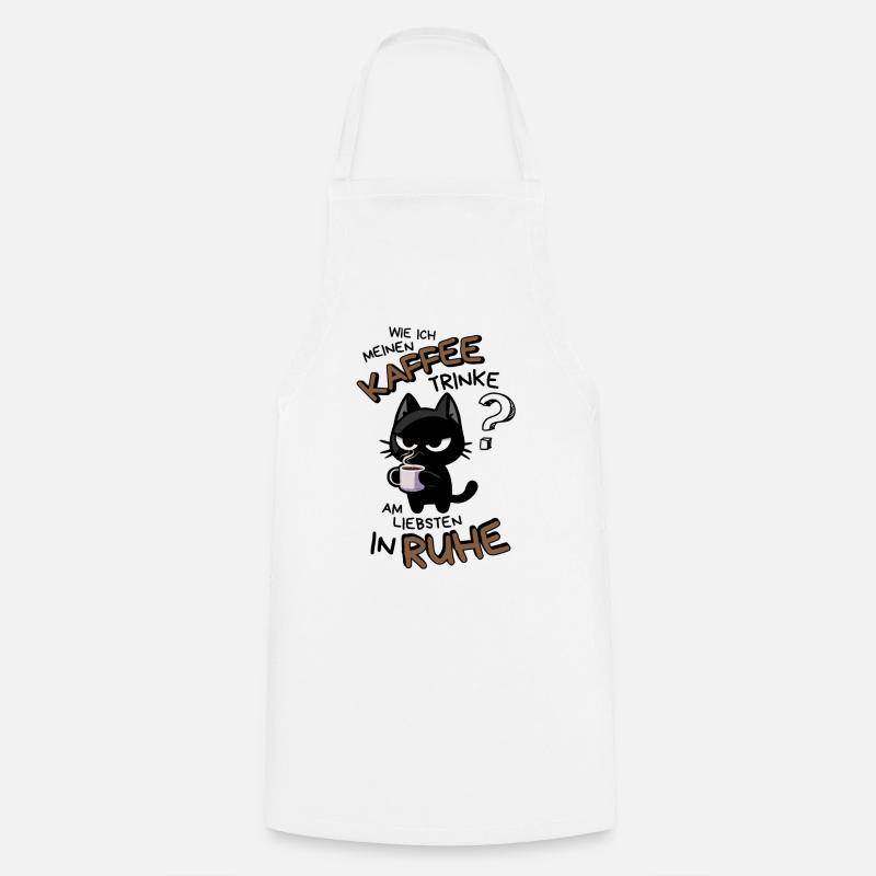 Kaffee und Ruhe – schwarze Katze am Limit - Kochschürze - Weiß