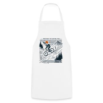 Aventure à vélo Montagne Plaisir - Tablier de cuisine - blanc - Devant - AI Model Male 185 dark (185cm)
