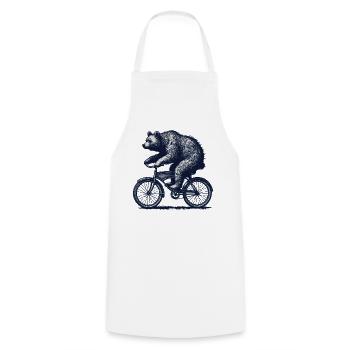 Bear on Bicycle for Cyclist Humor - Cooking Apron - white - Front - AI Model Male 185 dark (185cm)