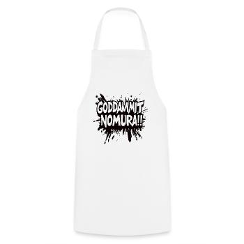 Goddammit Nomura – Splatter Design - Kochschürze - Weiß - Vorne - AI Model Male 185 dark (185cm)