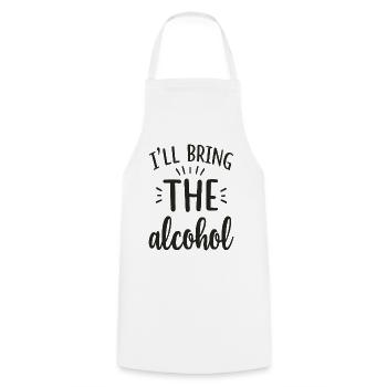 I'll Bring the Alcohol Party Saying Quote - Cooking Apron - white - Front - AI Model Male 185 dark (185cm)
