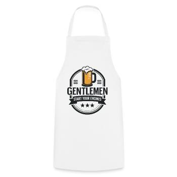 Gentlemen & Beer – Start Your Engines - Cooking Apron - white - Front - AI Model Male 185 dark (185cm)