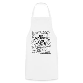 No stress – only mosquitoes - Cooking Apron - white - Front - AI Model Male 185 dark (185cm)
