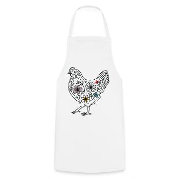 Poulet de Pâques avec des fleurs pour les amateurs de poulet - Tablier de cuisine - blanc - Devant - AI Model Male 185 dark (185cm)