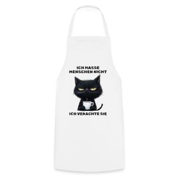 Ich hasse Menschen - Katze Kaffee Kaffeeliebhaber - Kochschürze - Weiß - Vorne - AI Model Male 185 dark (185cm)
