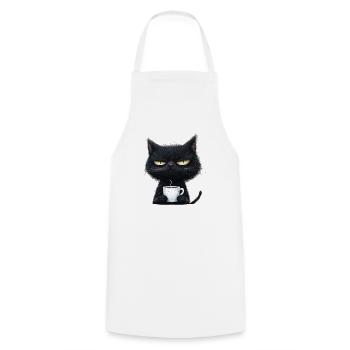 Chat avec du café à personnaliser - Tablier de cuisine - blanc - Devant - AI Model Male 185 dark (185cm)