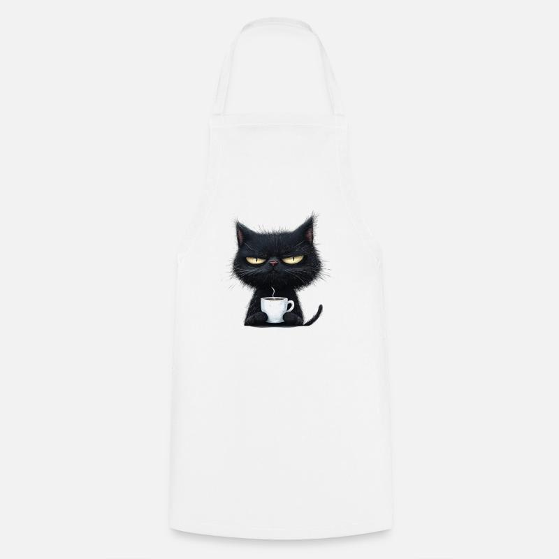 Chat avec du café à personnaliser - Tablier de cuisine - blanc